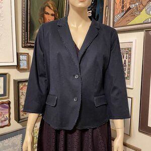 Plus Size Talbots Womens Navy Blue Cotton Spandex Jacket Blazer Size 22W